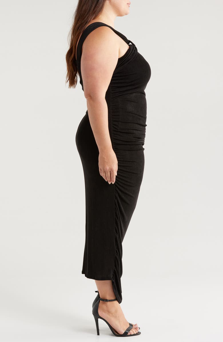 24seven Comfort Apparel Cross Neck Stretch Body-Con Dress, Alternate, color, Black