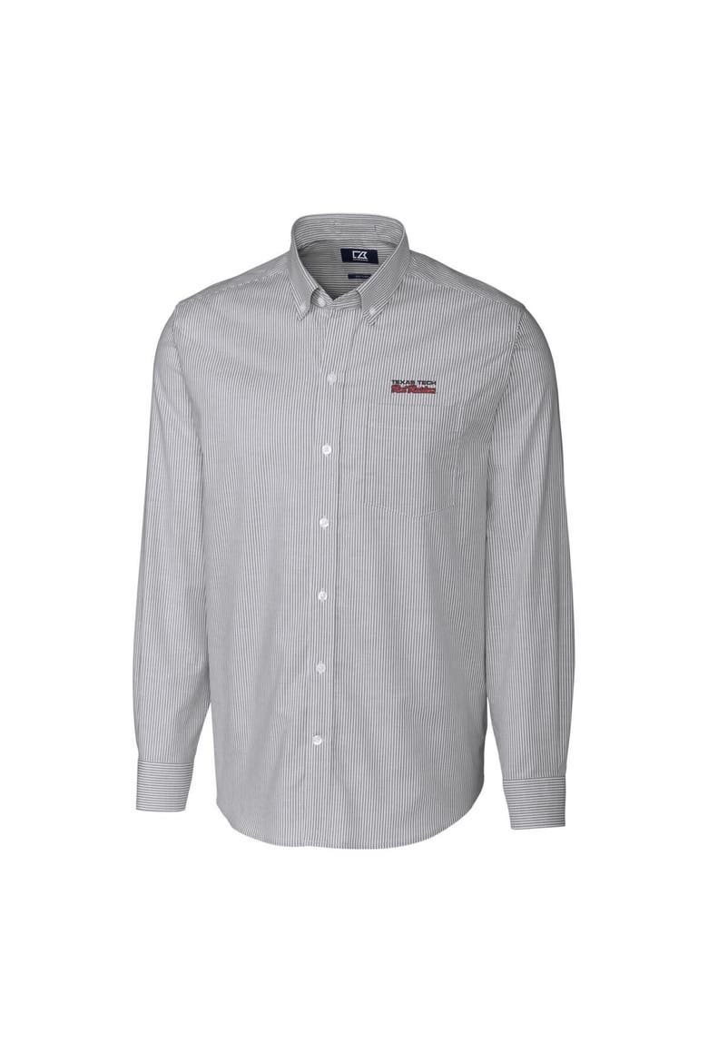 Men's Cutter & Buck Charcoal Texas Tech Red Raiders Vault Big & Tall Oxford Stripe Long Sleeve Button-Down Shirt, Alternate, color, Charcoal