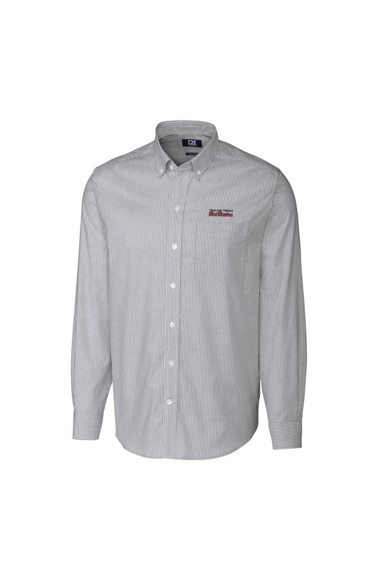 Cutter & Buck Men's Cutter & Buck Charcoal Texas Tech Red Raiders Vault Big & Tall Oxford Stripe Long Sleeve Button-Down Shirt, Alternate, color, 