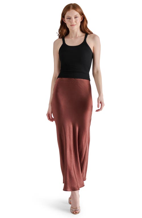 Steve Madden Satin Trumpet Skirt In Brown