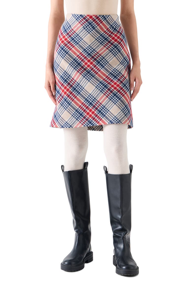 Plaid Tweed A-Line Skirt, Main, color, CASHEW-MULTICOLOR