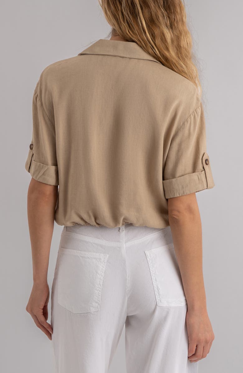 KUT from the Kloth Rebel Knot Front Linen Blend Top, Alternate, color, Stone