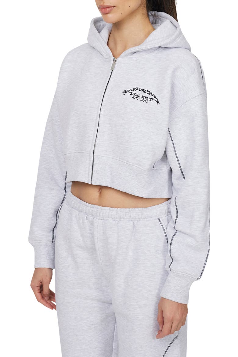 Coverlock Vintage  Crop Zip Hoodie, Alternate, color, Grey Marl