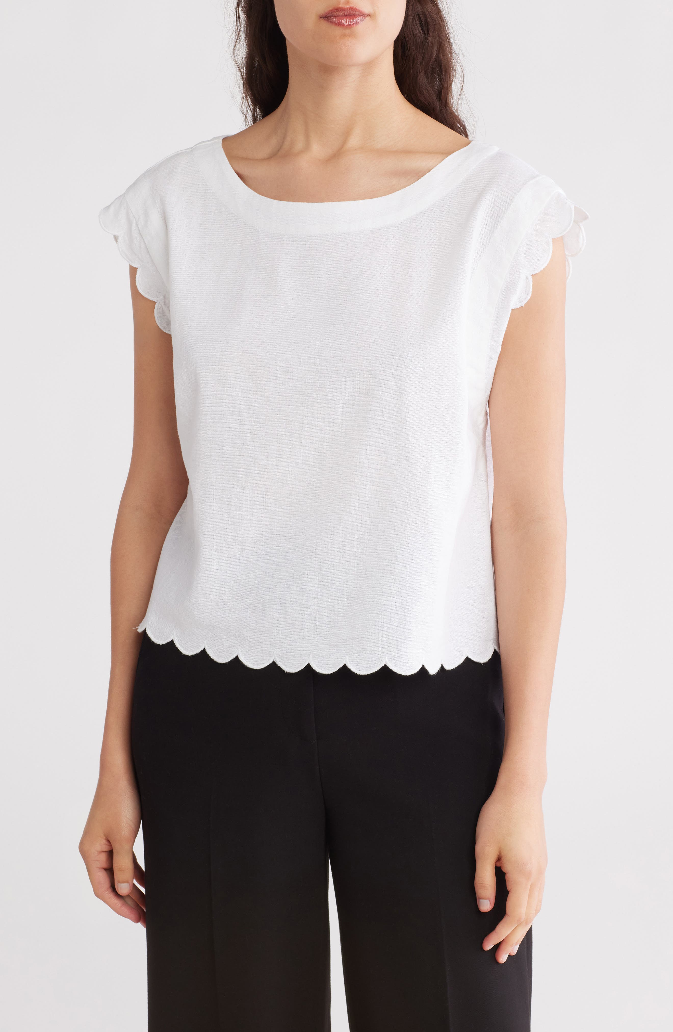 Ellen Tracy Scalloped Crop Tank