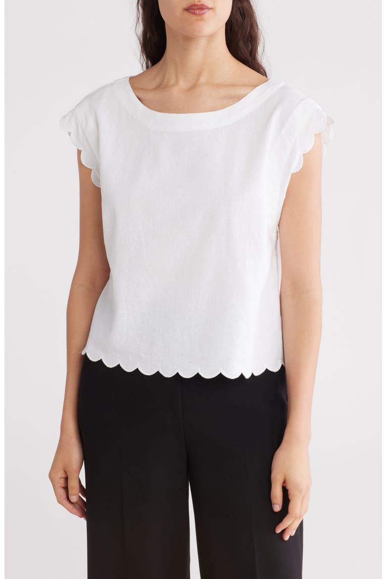 Scalloped Crop Tank, Main, color, WHITE