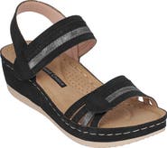 GC SHOES Samar Snakeskin Embossed Hook & Loop Wedge Sandal