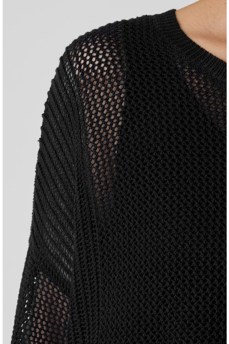 Open Stitch Organic Linen & Organic Cotton Sweater, Alternate, color, BLACK