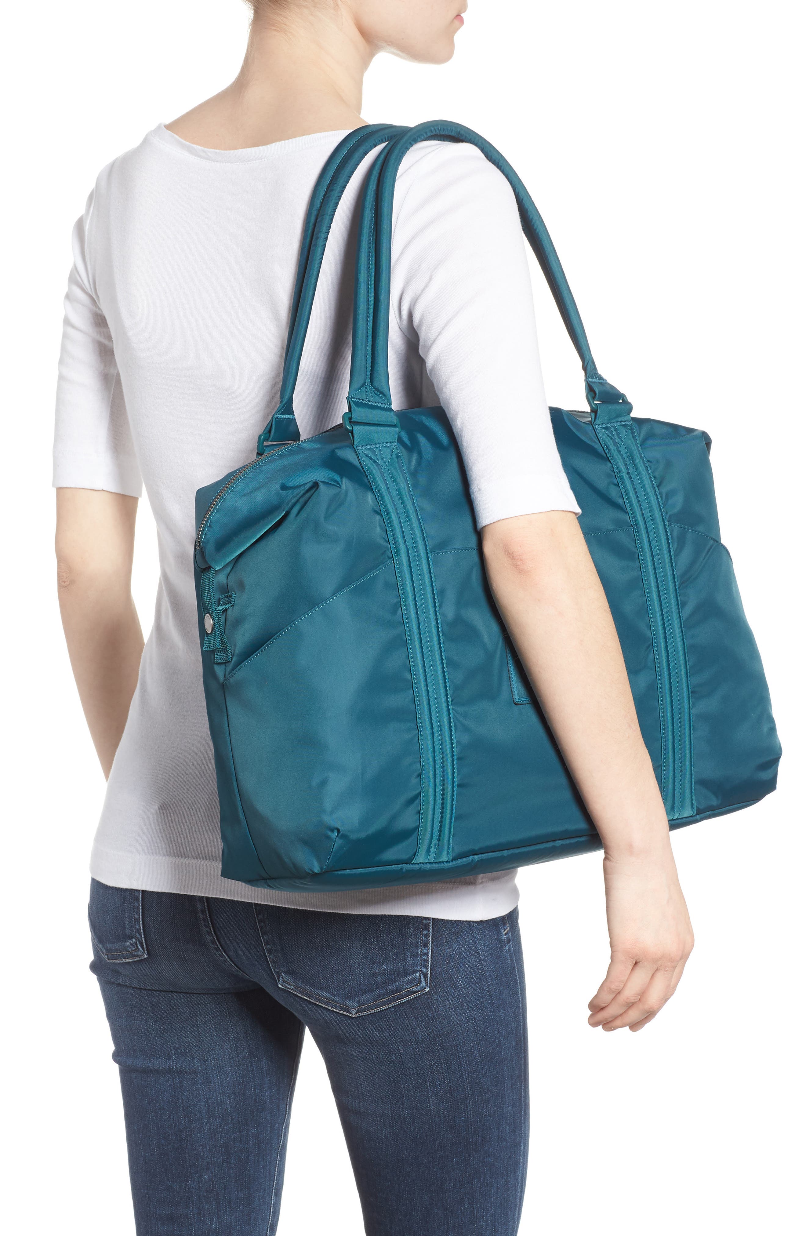Herschel Supply Co. Strand Flight Satin Duffel Bag, Alternate, color, Deep Teal