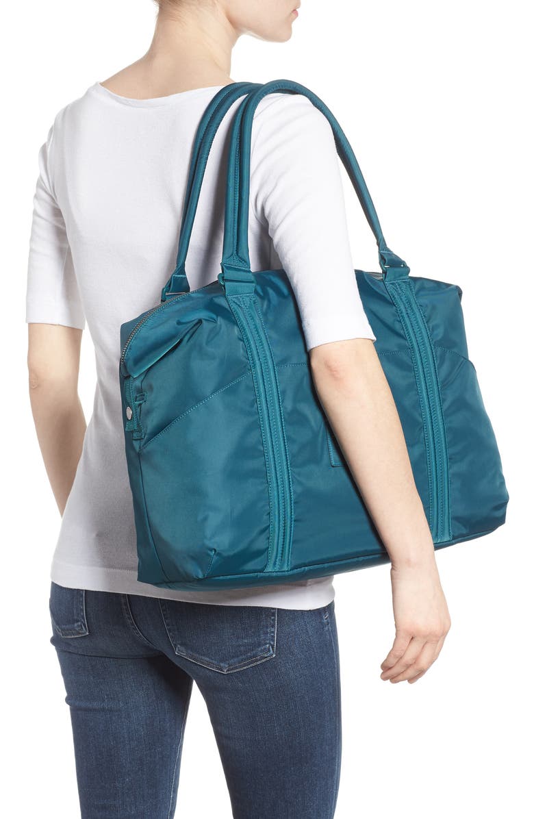 Herschel Supply Co. Strand Flight Satin Duffel Bag, Alternate, color, Deep Teal