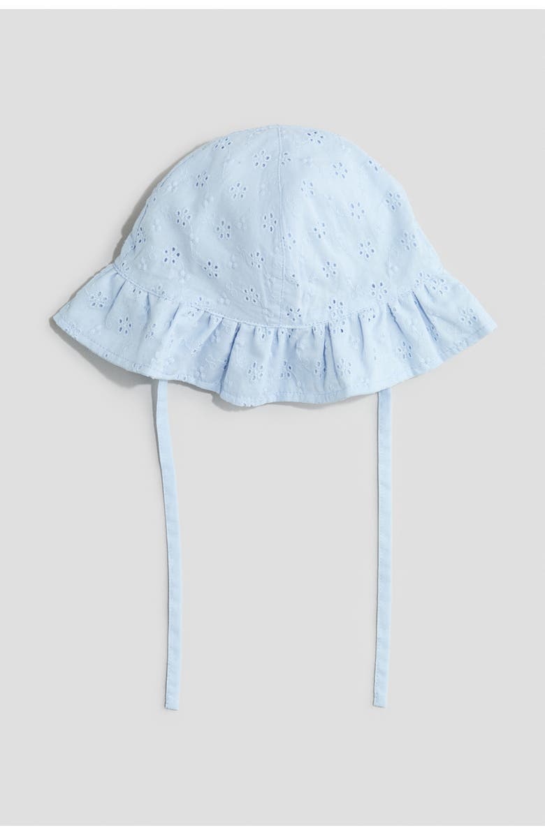 H&M Broderie Anglaise Cotton Sun Hat, Main, color, Light Blue