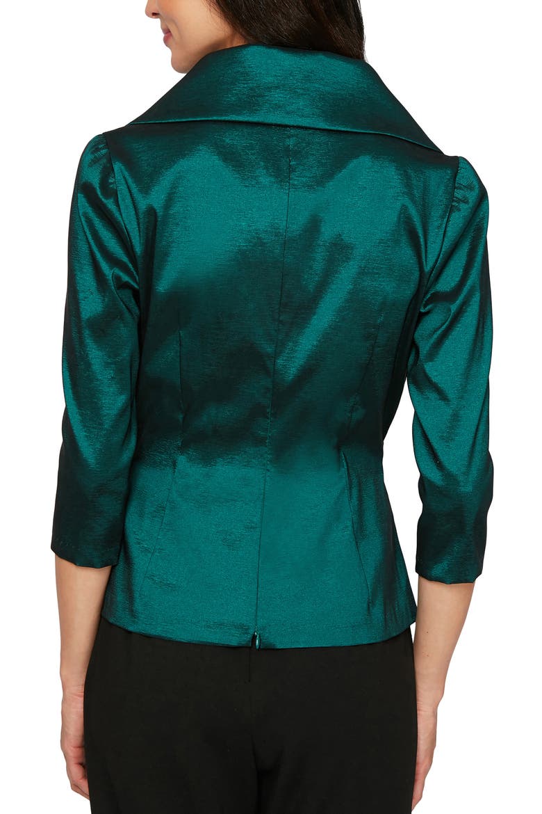 Tie Waist Brushed Satin Top, Alternate, color, EMER GRN