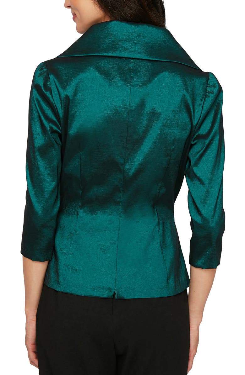 Alex Evenings Tie Waist Brushed Satin Top, Alternate, color, Emer Grn