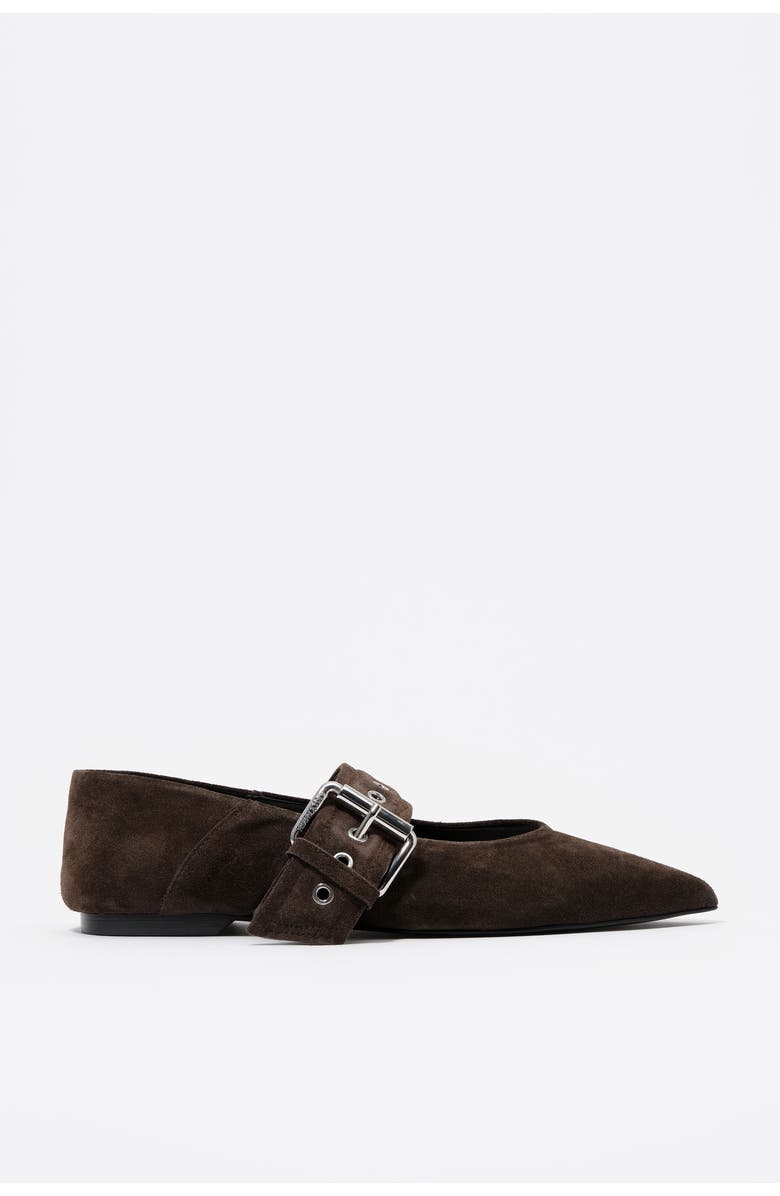 Bimba y Lola Suede Ballerina, Main, color, Dark Brown
