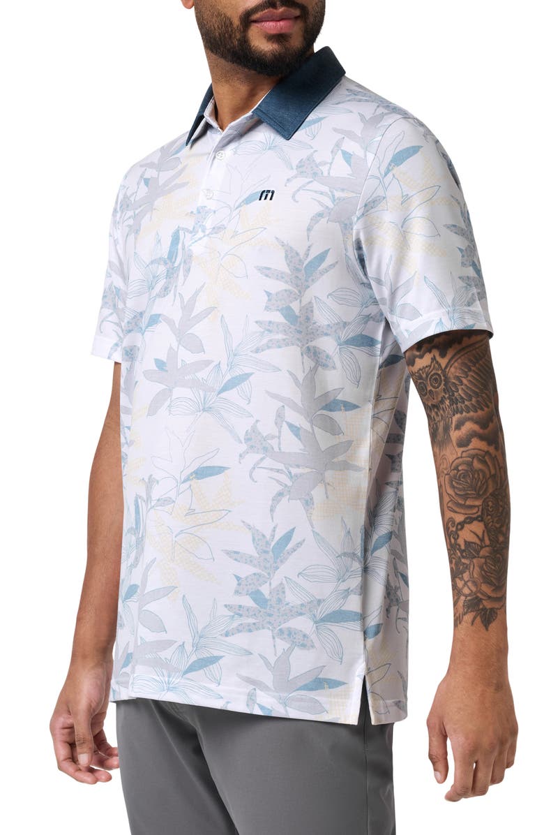 TravisMathew Featherweight Drift Floral Polo, Alternate, color, White