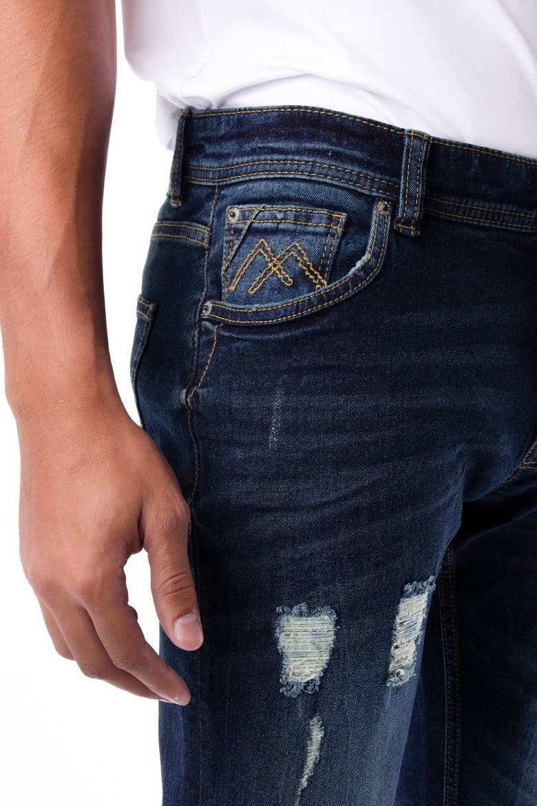 Distressed Stretch Skinny Jeans, Alternate, color, INDIGO