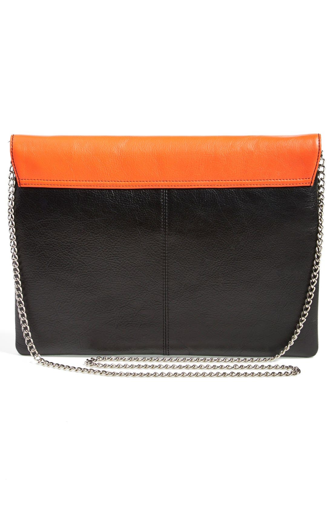 'Grab & Go' Leather Clutch, Alternate, color, RAY/ ORANGE