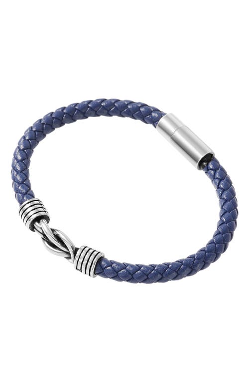 Geoffrey Beene Stainless Steel Knot Leather Bracelet