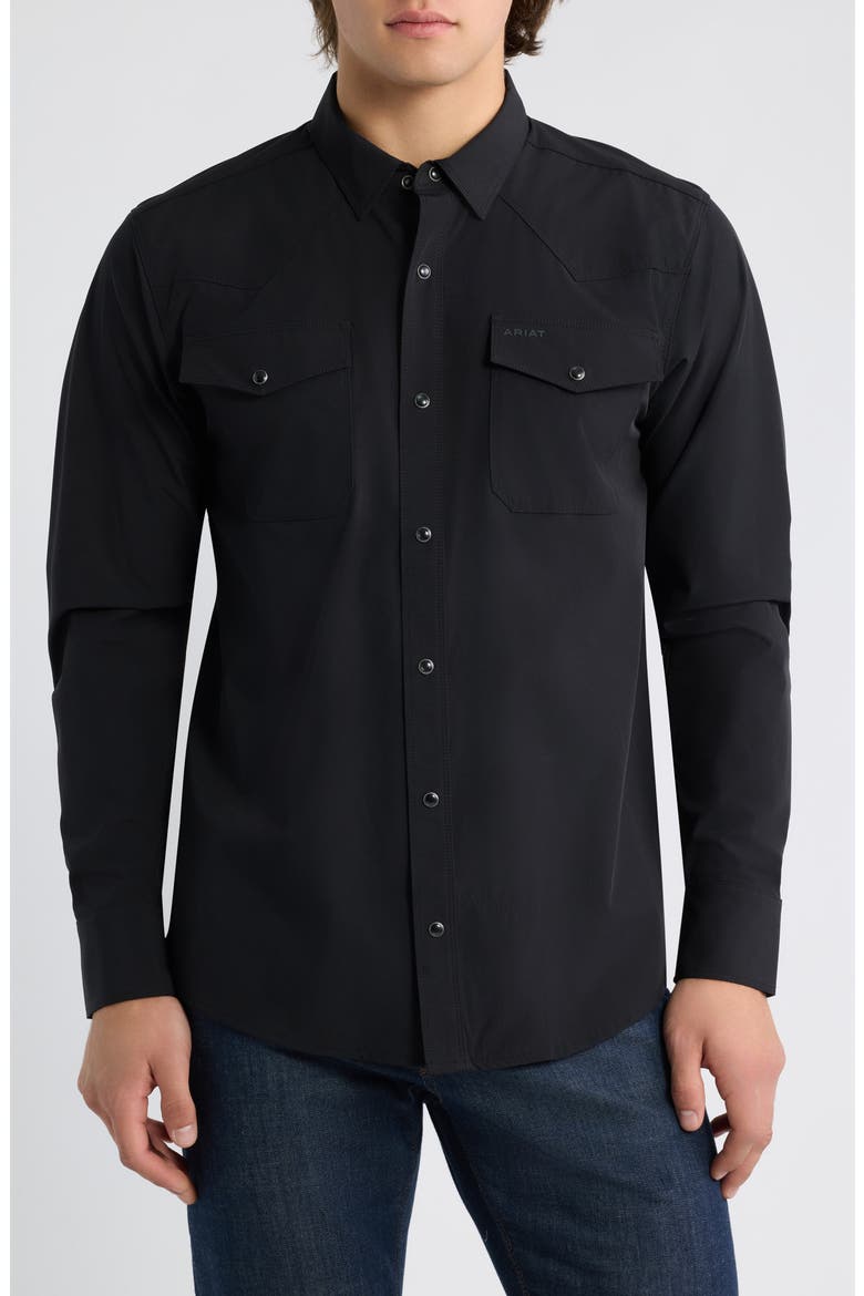 Frontiertough VentTEK Long Sleeve Performance Western Shirt, Main, color, BLACK