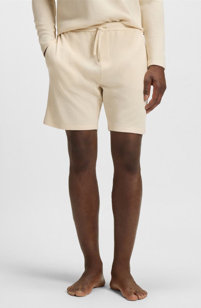 BOSS Waffle Knit Lounge Shorts, Main, color, Open White