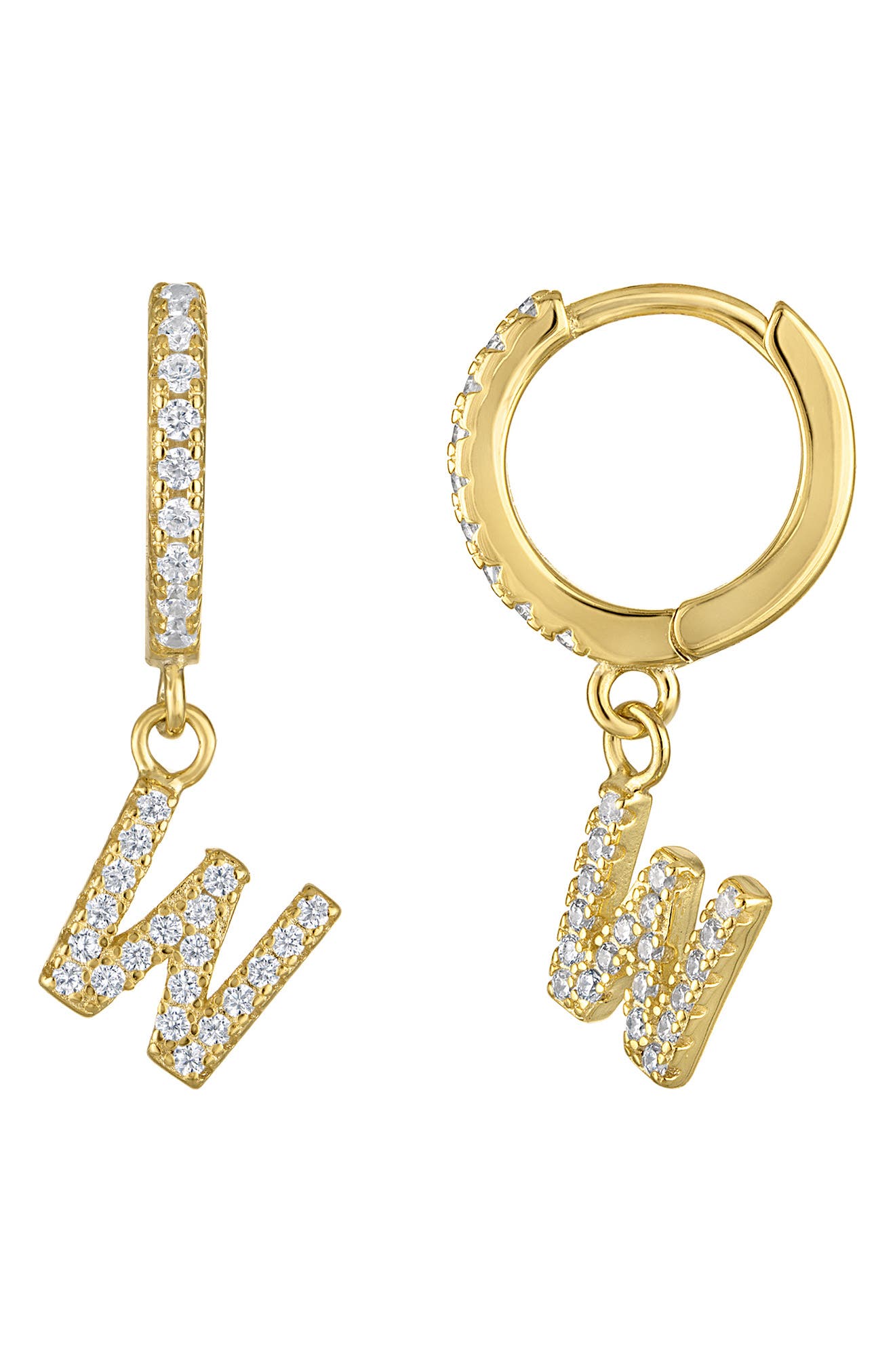 FZN Initial Charm Huggie Hoop Earrings