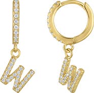 FZN Pavé Cubic Zirconia Initial Huggie Drop Earrings