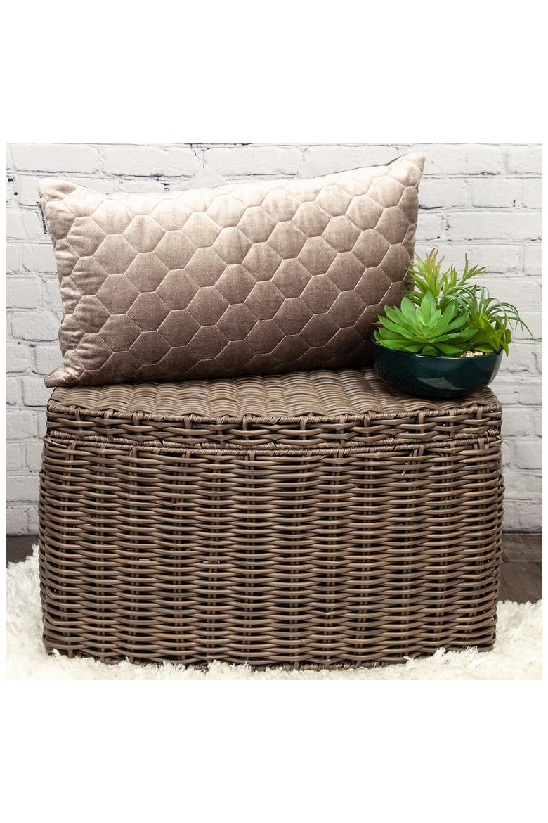 Bazyli Quilted Throw Pillow, Alternate, color, TAUPE
