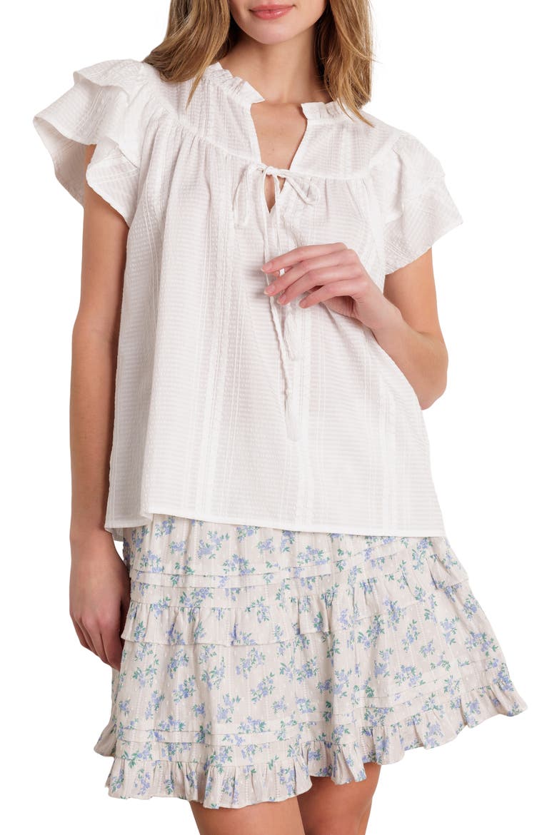 Flutter Sleeve Woven Top, Main, color, OFF WHITE