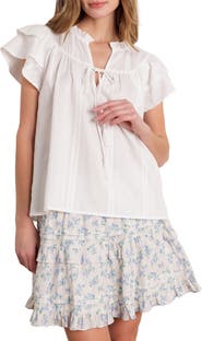 FLYING TOMATO Flutter Sleeve Woven Top