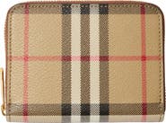 Burberry Small Check Leather Zip Wallet