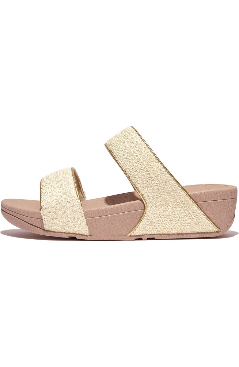 FitFlop Lulu Shimmerweave Platform Slide Sandal, Alternate, color, Stone Beige Mix