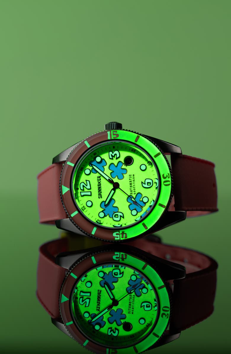 SPINNAKER Fleuss 'SpongeBob SquarePants<sup>™</sup>' Automatic Silicone Strap Watch, 43mm, Alternate, color, 