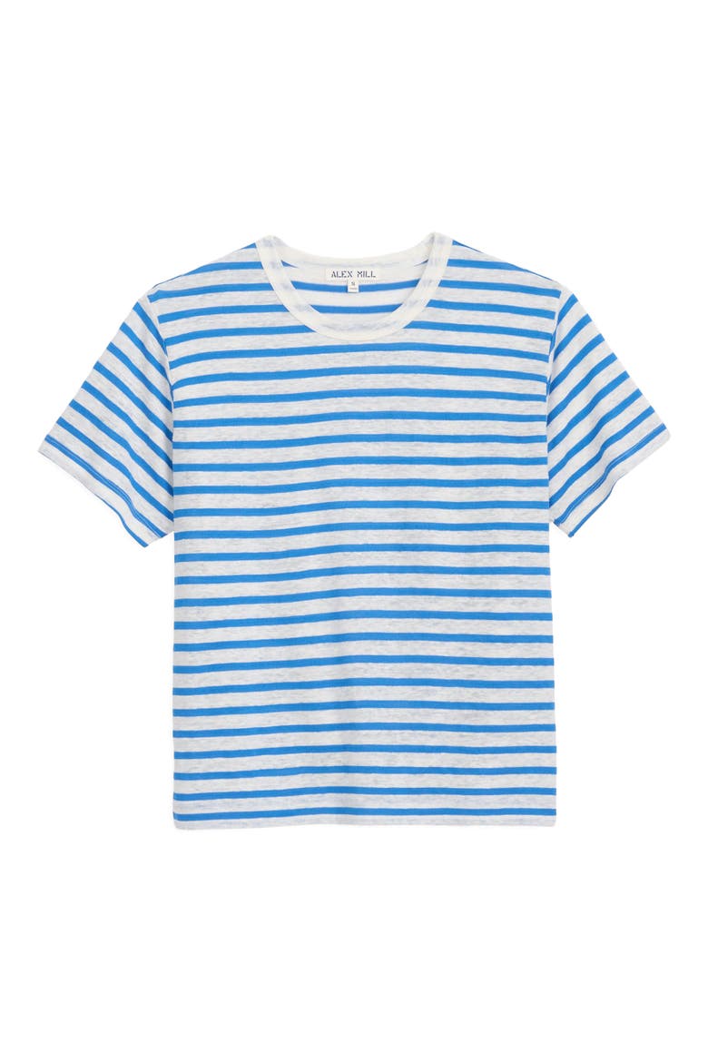 Garcon Stripe Linen Blend T-Shirt, Alternate, color, BLUE/ OFF WHITE