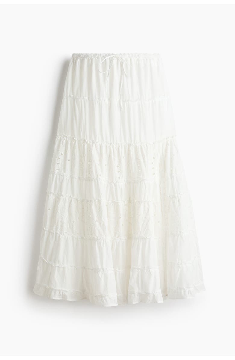 H&M Maxi skirt with eyelet embroidery, Alternate, color, Cream