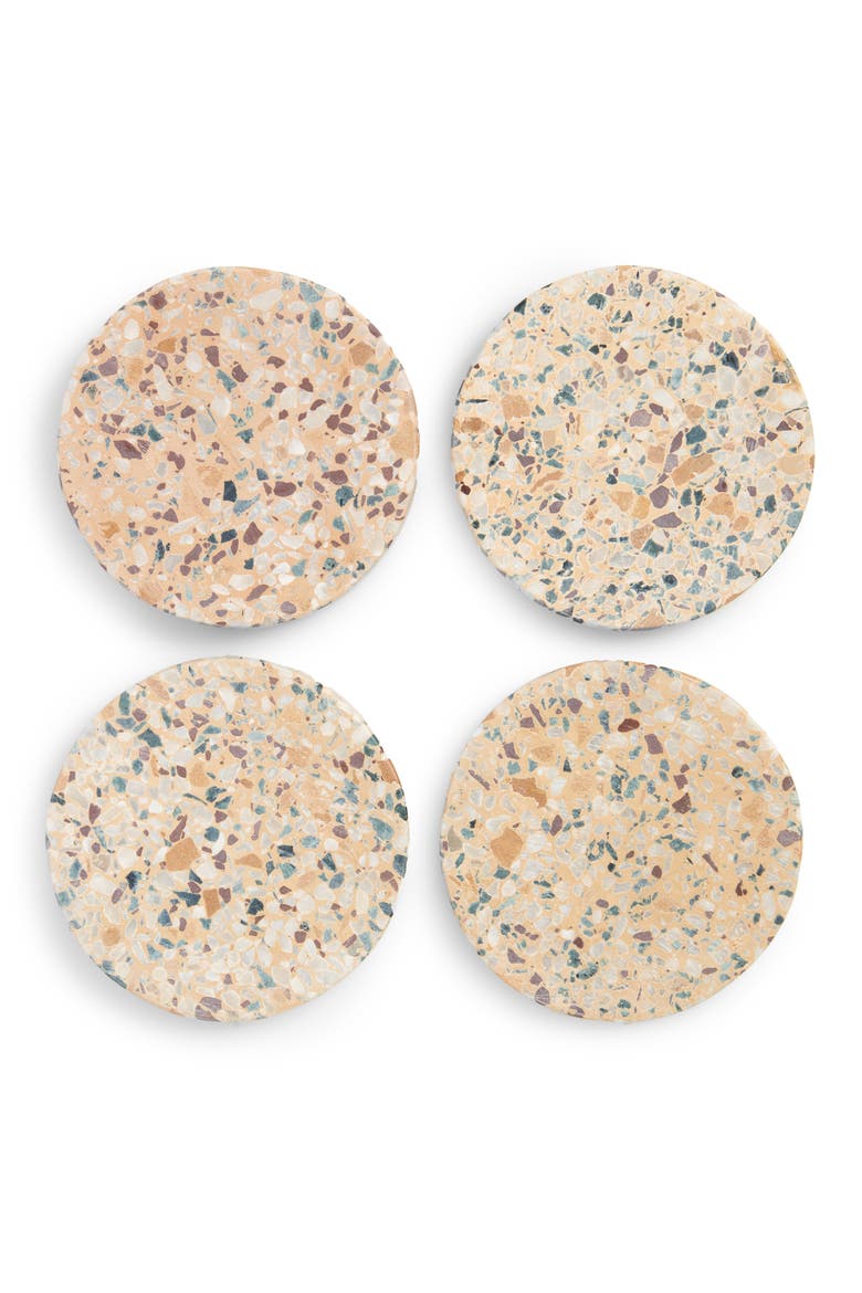 Set of 4 Terrazzo Coasters, Main, color, WHITE MULTI