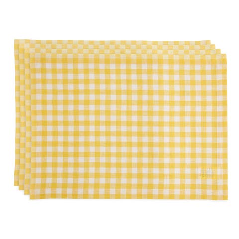 Linen Placemats Set of 4, 14 x 19" - Gingham Check