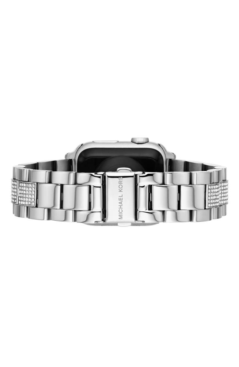 Michael Kors Pavé Inset Silvertone 20mm Apple Watch<sup>®</sup> Bracelet Watchband, Alternate, color,