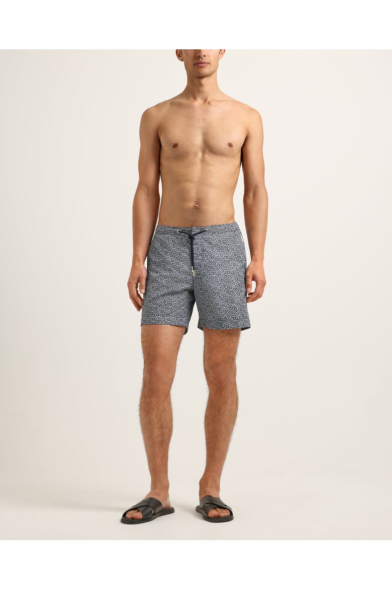 Bulldog Drawcord Mid Length Swim Shorts, Alternate, color, NIGHT IRIS/WHITE SAND