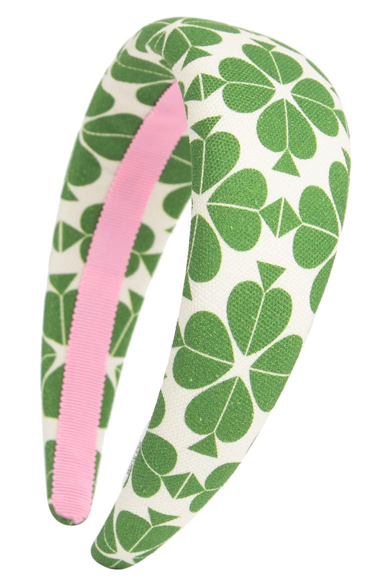 spade flower printed headband, Main, color, BITTER GREENS
