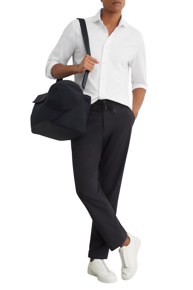 Monaco Slim Fit Stretch Jersey Shirt, Alternate, color, WHITE
