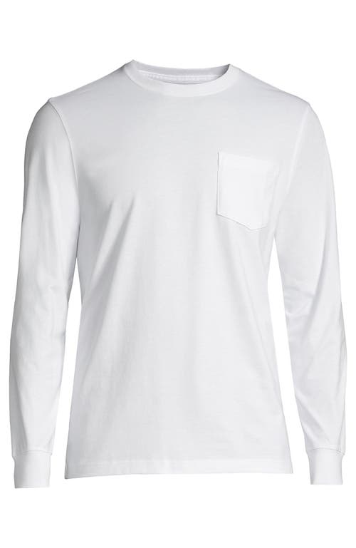 Lands' End Super-t Long Sleeve T-shirt With Pocket In White