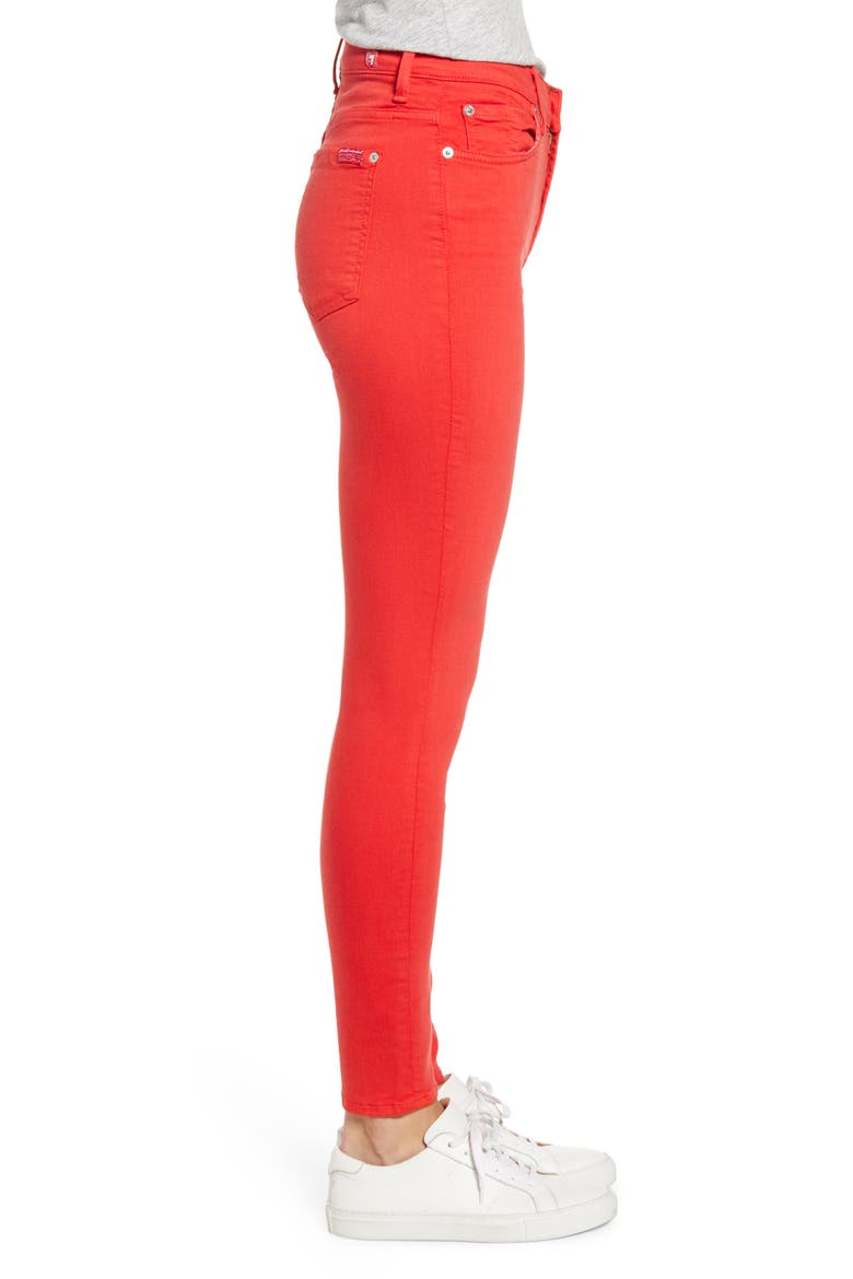 7 For All Mankind® High Waist Ankle Skinny Jeans, Alternate, color, BRILLIANT RED