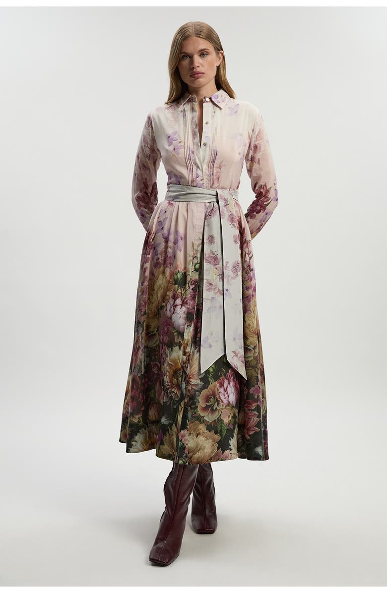Karen Millen Floral Long Sleeve Woven Maxi Dress, Main, color,