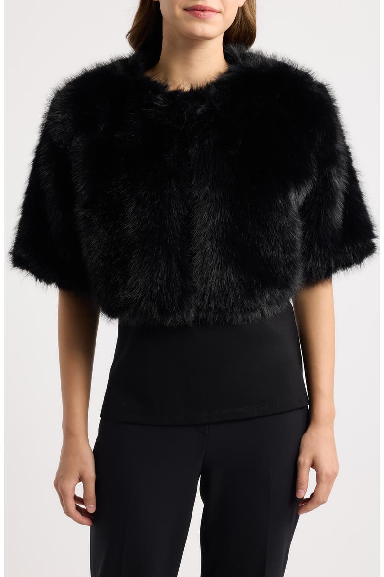 Faux Fur Shrug, Alternate, color, ANNE BLACK