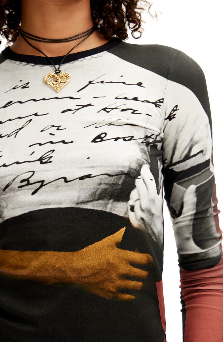 Desigual Martina Long Sleeve Graphic T-Shirt, Alternate, color, Black