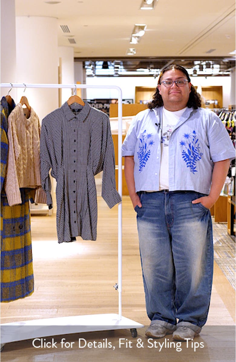 Lara Check Long Sleeve Mini Shirtdress, sales video thumbnail