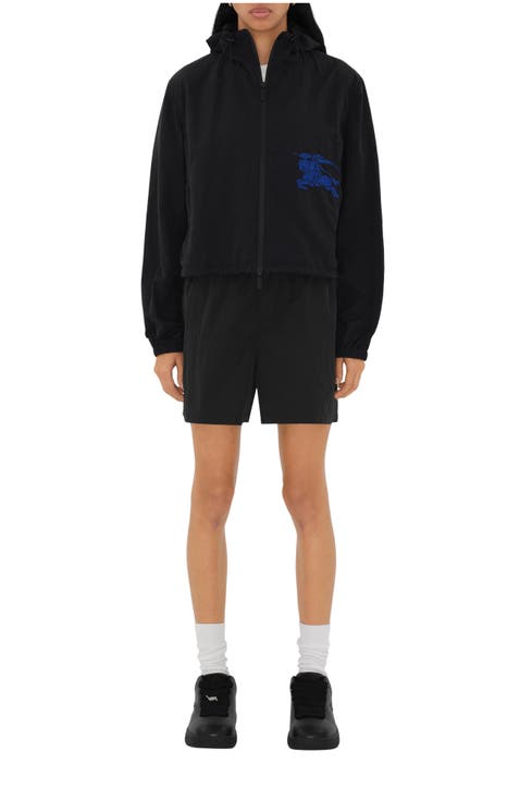 Cropped Nylon Hooded Jacket