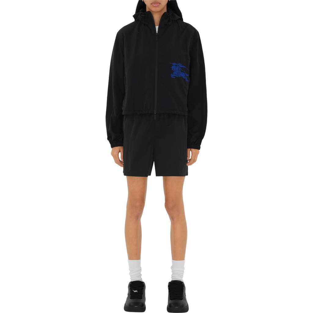 Burberry Cropped Nylon Hooded Jacket In Black