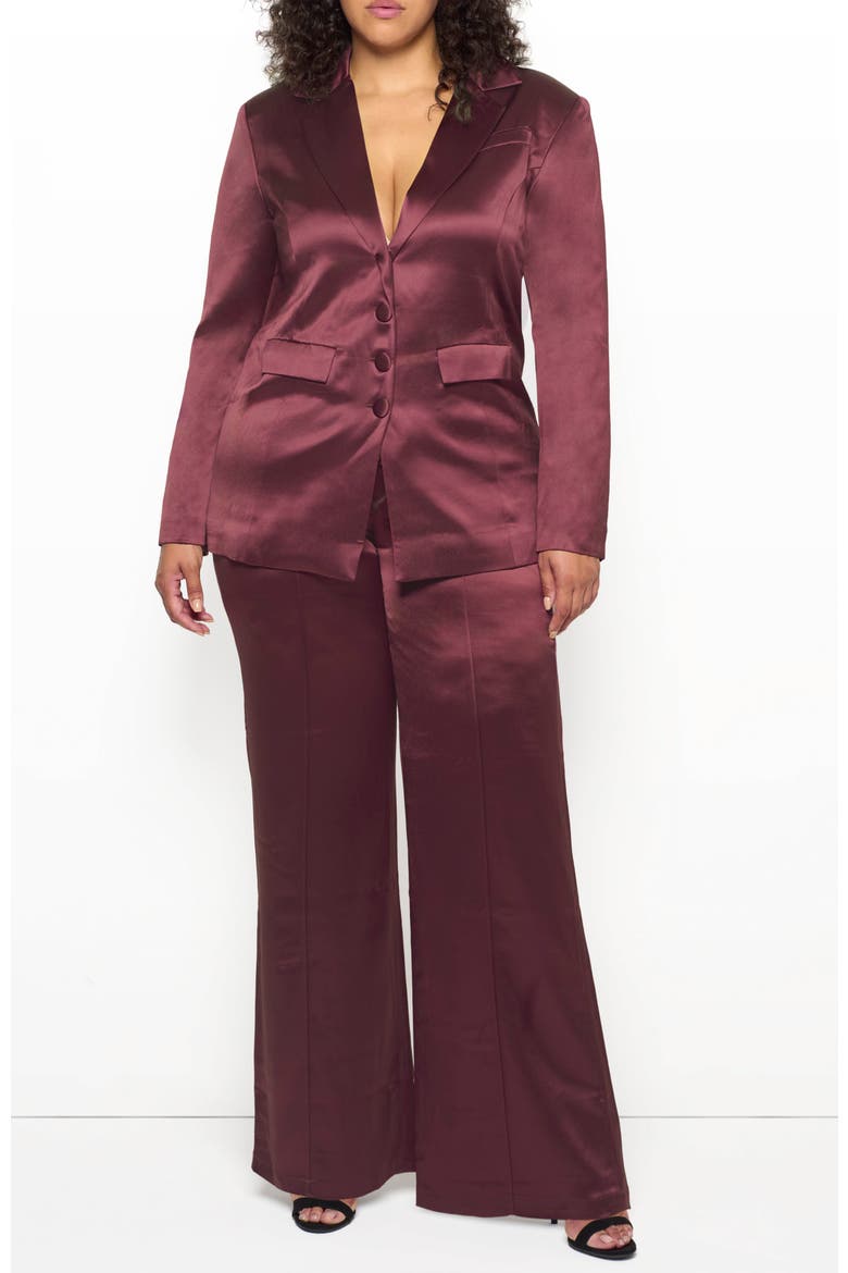 Collins Satin Boyfriend Blazer, Alternate, color, Decadent Wine