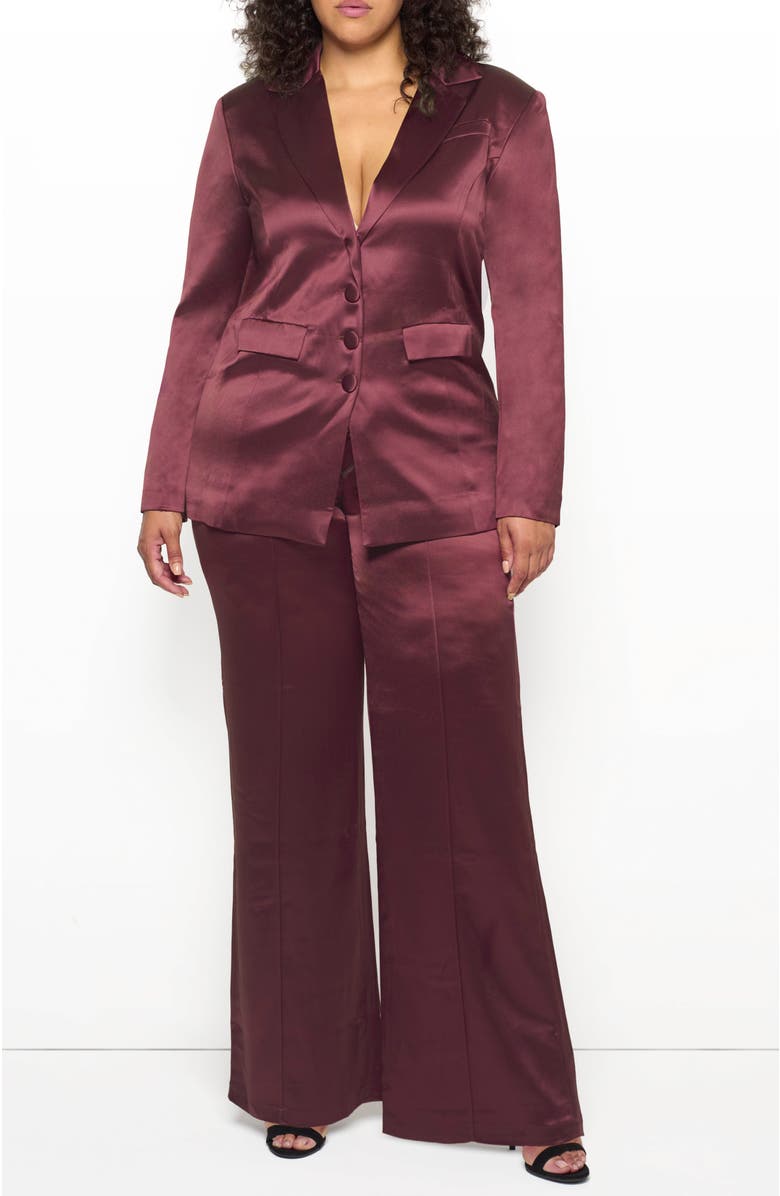 AS by DF Collins Satin Boyfriend Blazer, Alternate, color, Decadent Wine