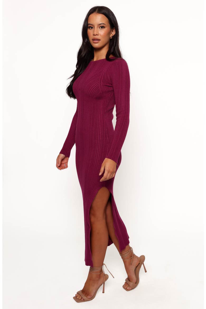 Mattie Long Sleeve Rib Maxi Dress, Alternate, color, PLUM